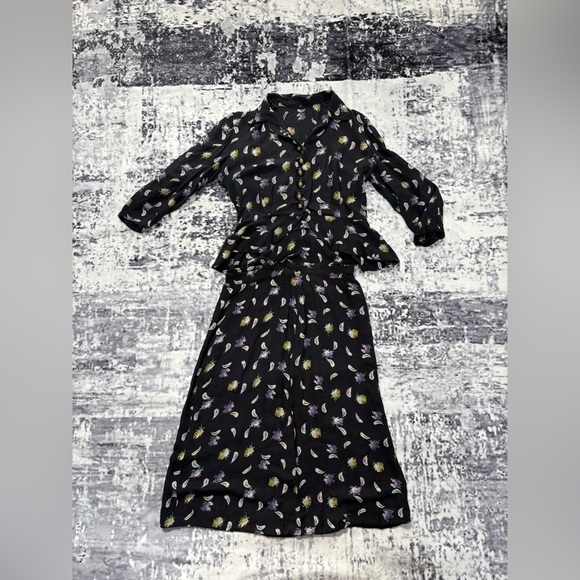 1930s 1940s 2 piece  vintage floral feather  suit - Picture 1 of 11